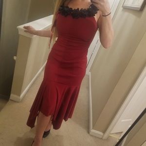 Long Red Gown Wedding Event Dress